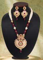   Festival Wear  Rani Color Matte Gold Meenakari Necklace Set